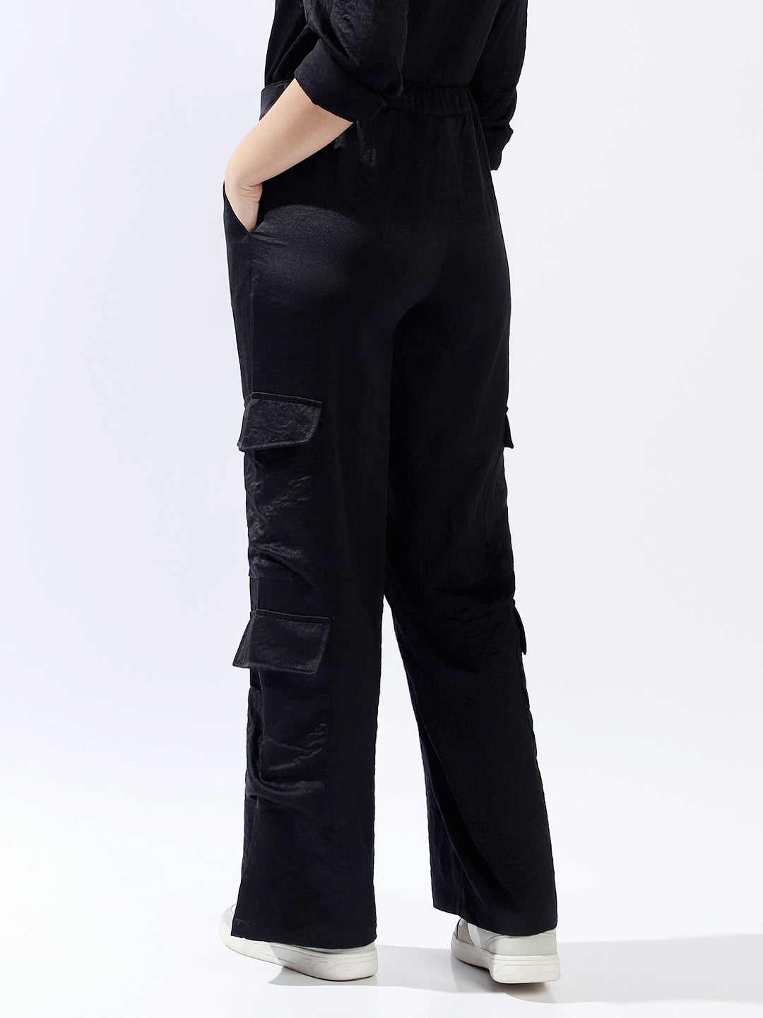 Hubberholme Women Polyester Wide Leg High-Rise Casual Trousers