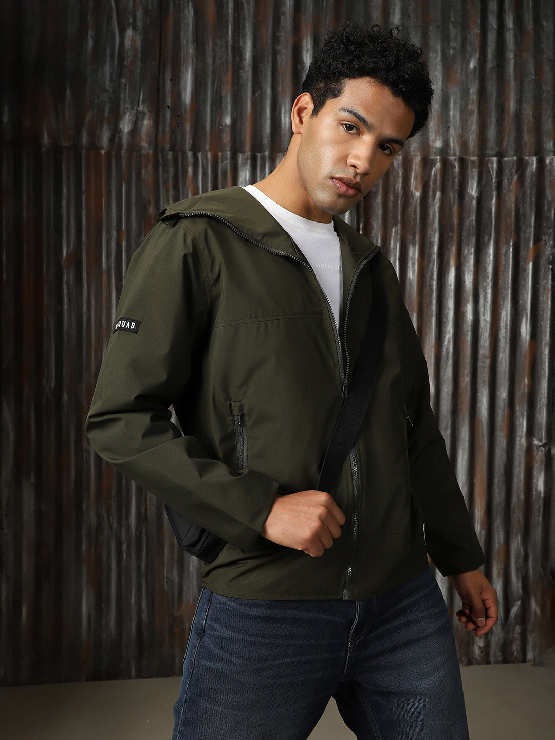 Men Printed Polyster Relaxed Fit  Hood Long Sleeve Jackets