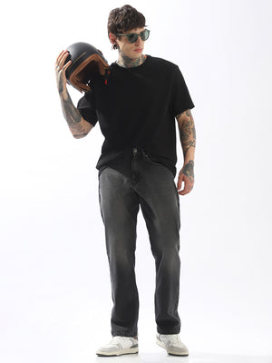 High Star Men Relaxed Straight Fit Mid-Rise Heavy Fade Jeans