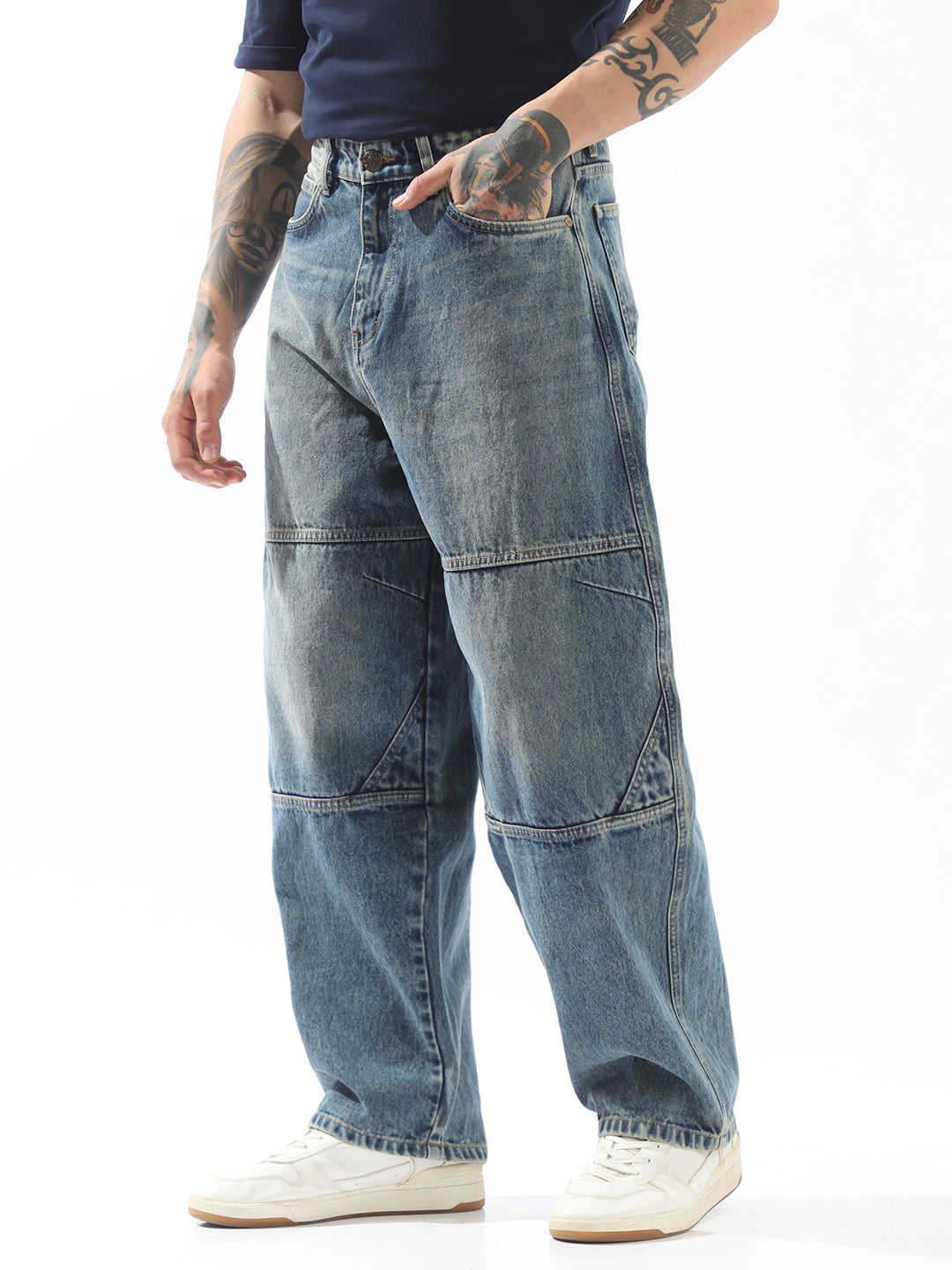 High Star Men Comfort Straight Fit Mid-Rise Heavy Fade Non Stretchable Jeans