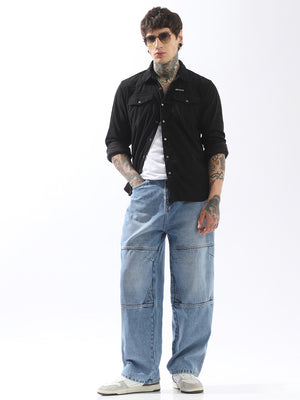 High Star Men Comfort Mid-Rise Straight Fit Light Fade Jeans