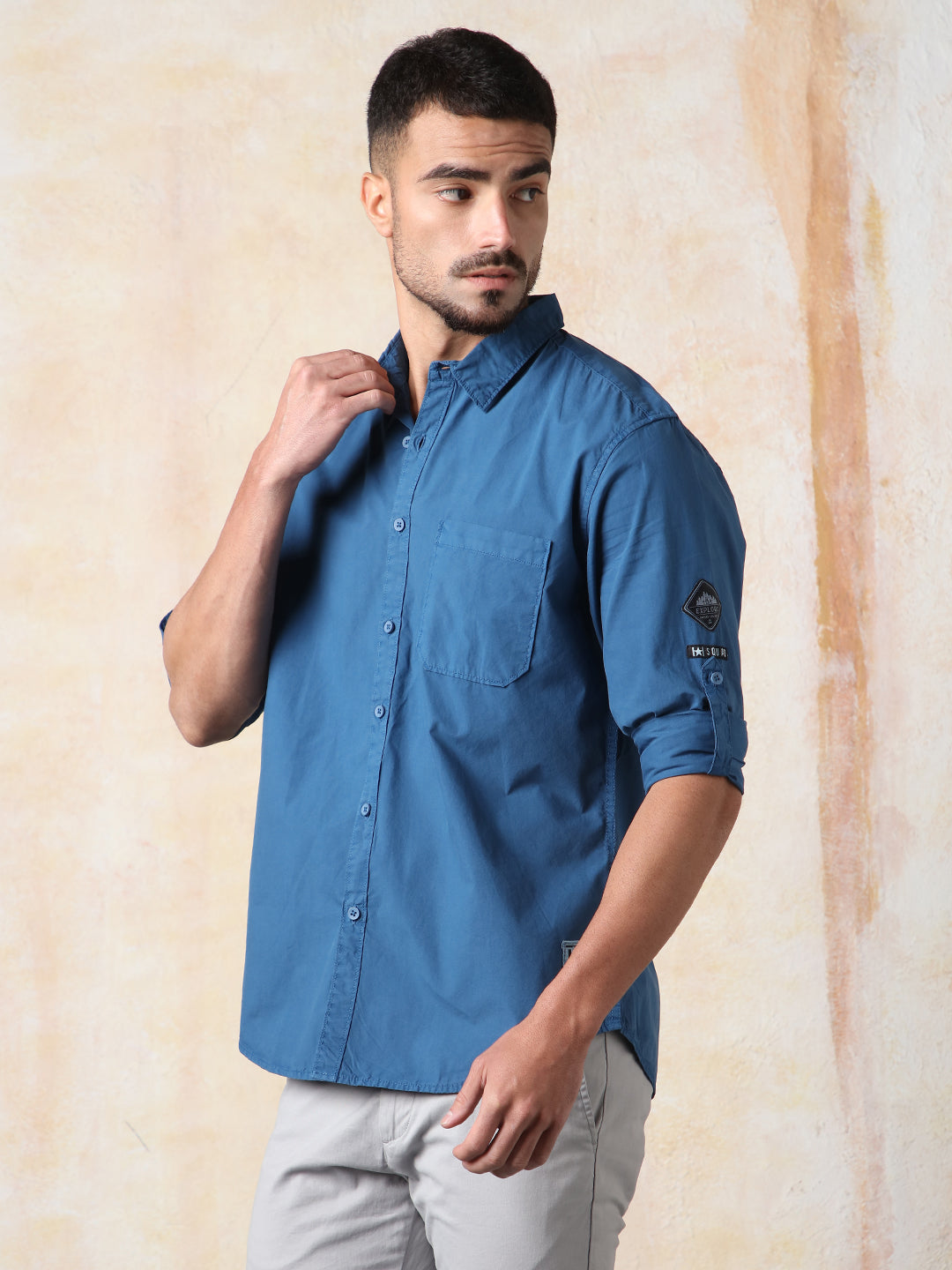High Star Men Solid Regular Fit Spread Full Sleeve Shirts
