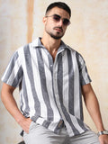 High Star Men Strip Relaxed Resort Collar Half sleeve Shirts