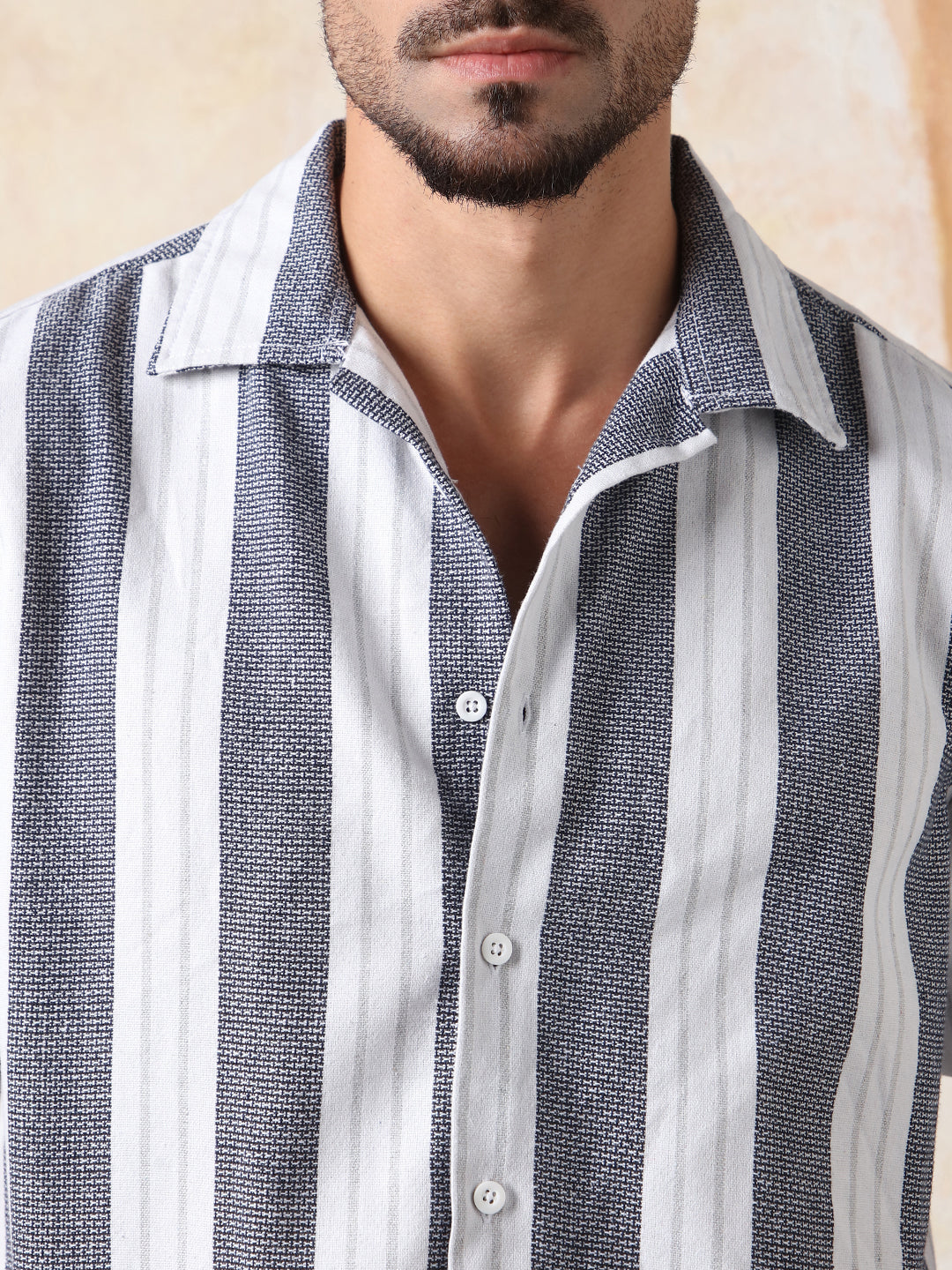 High Star Men Strip Relaxed Resort Collar Half sleeve Shirts
