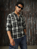 Men Check Cotton Relaxed Fit  Collar Long Sleeve Shirts