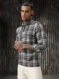 Men Check Cotton Relaxed Fit  Collar Long Sleeve Shirts