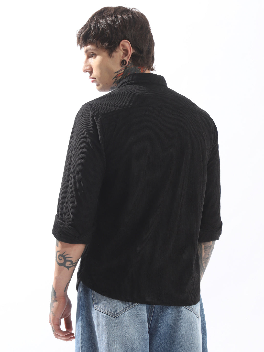 High Star Men Releaxed Fit Textured Checked Utility Casual Shirt