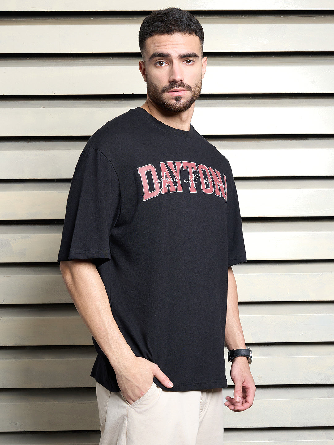 Men Cotton Short Sleeves Round Neck Relaxed Fit Tshirt