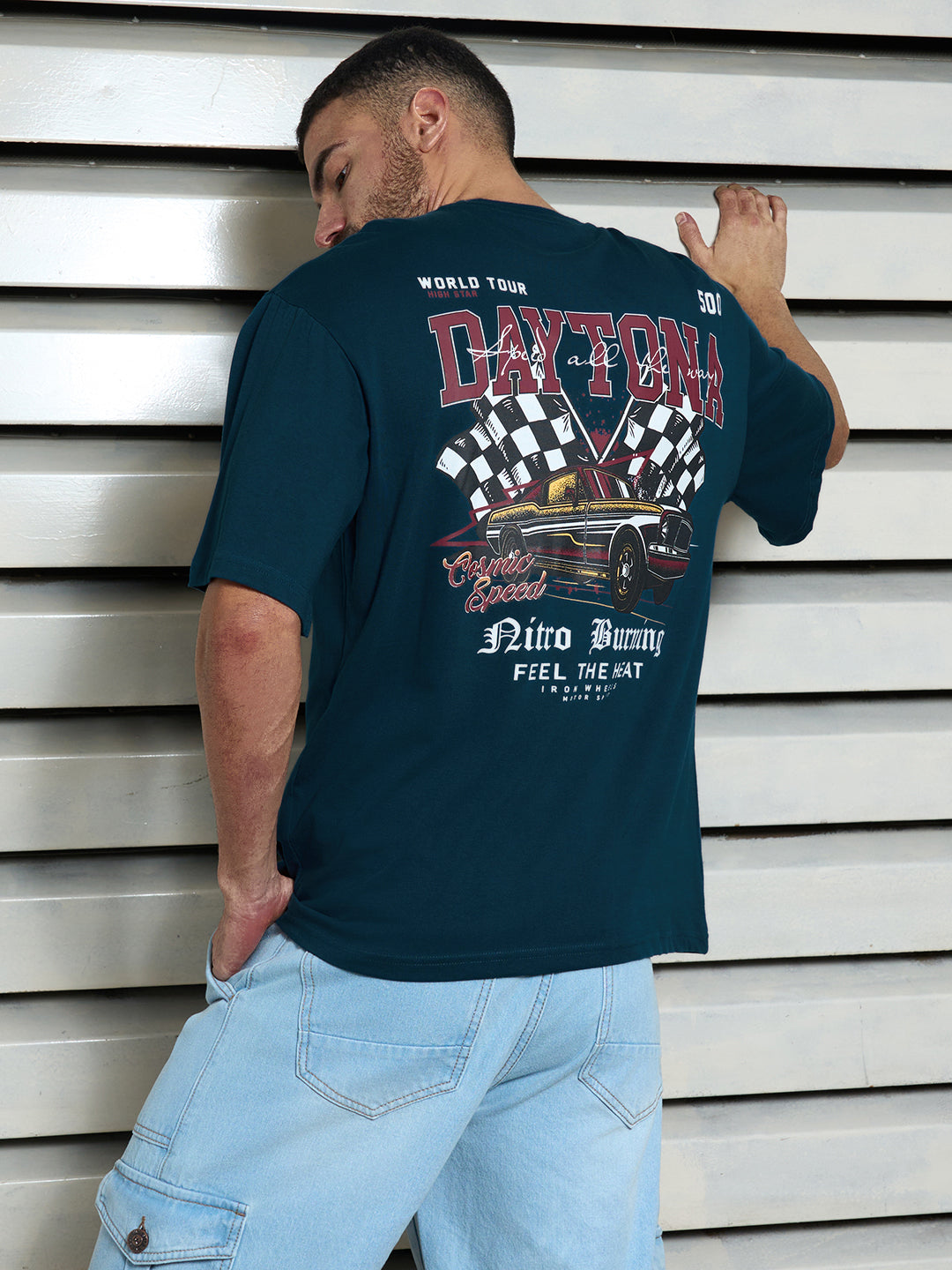 Men Cotton Short Sleeves Round Neck Printed Relaxed Fit Tshirt