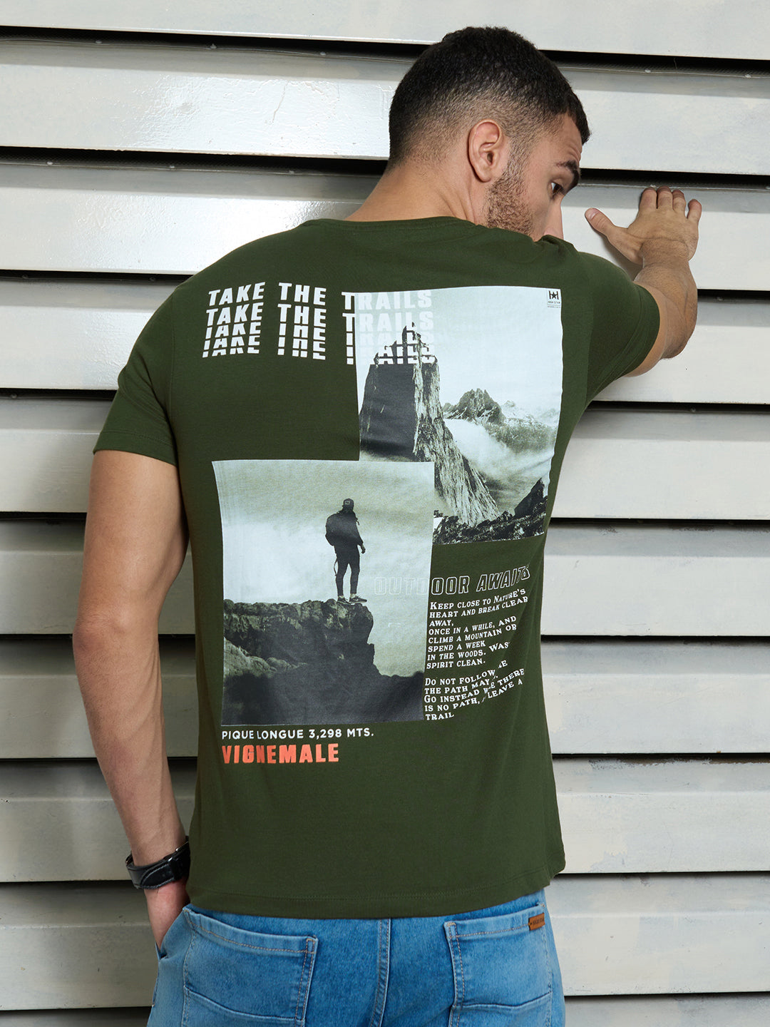 Men Cotton Short Sleeves Round Neck Printed Regular Fit Tshirt