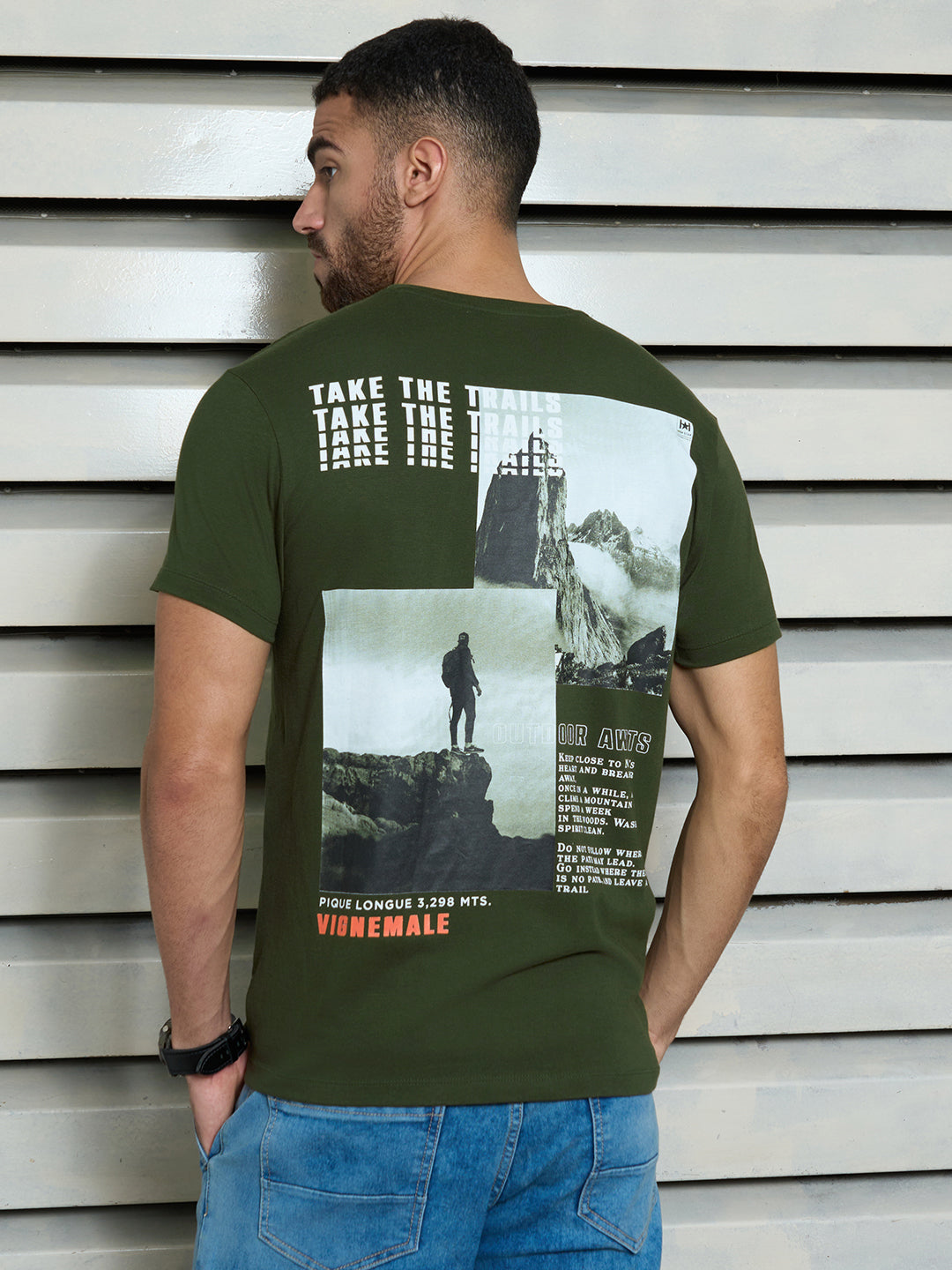 Men Cotton Short Sleeves Round Neck Printed Regular Fit Tshirt