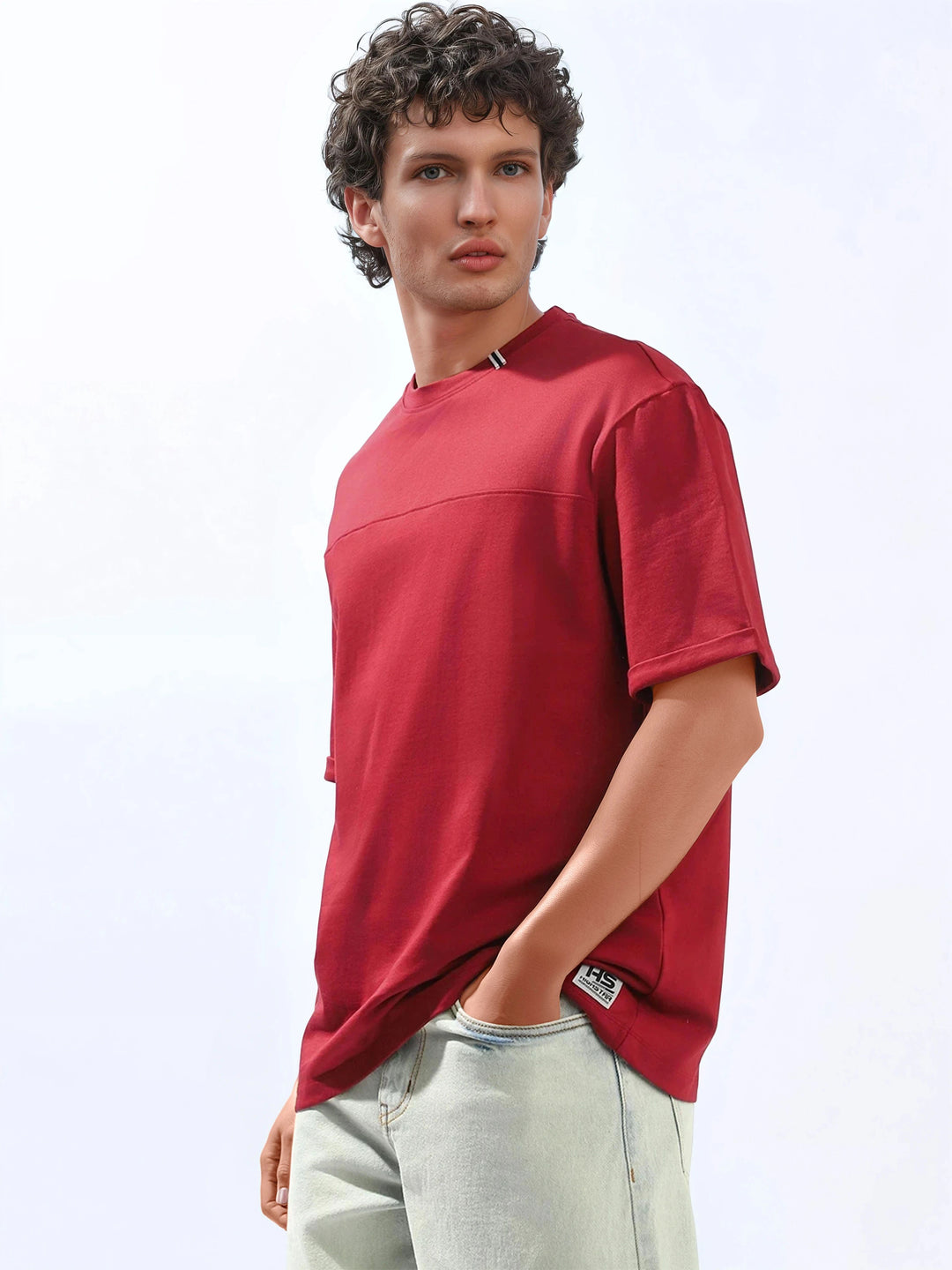 High Star Men Cotton Solid Relaxed fit Crew neck Halfsleeve Tshirts