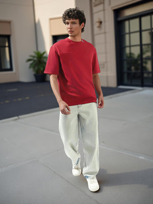 High Star Men Cotton Solid Relaxed fit Crew neck Halfsleeve Tshirts