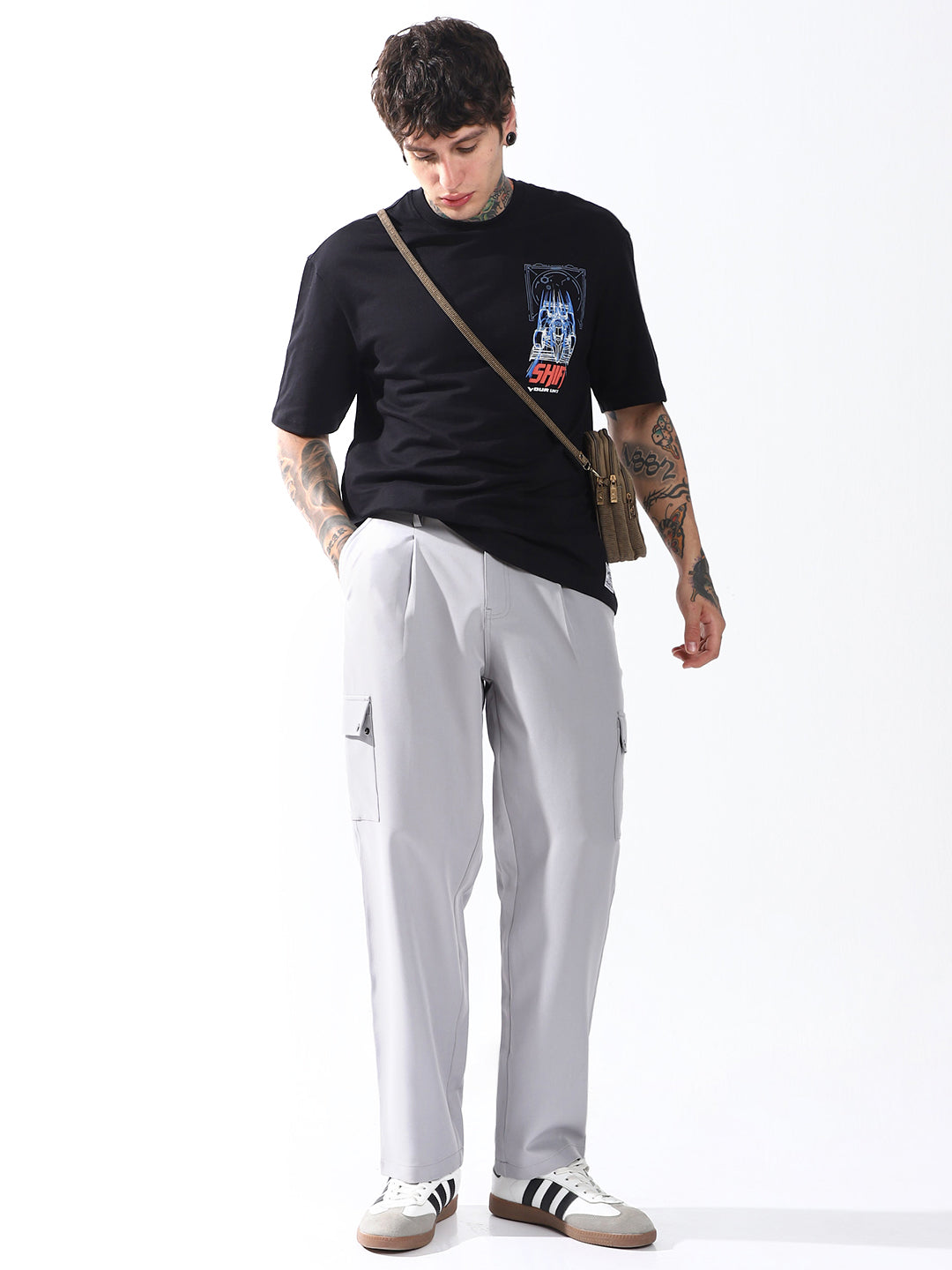 High Star Men Oversized Printed round neck short sleeve T-shirt