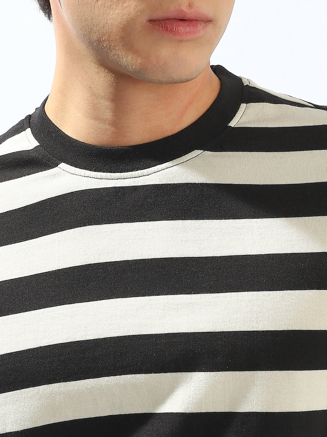 High Star Men Cotton Strip Regular fit Crew neck Halfsleeve Tshirts