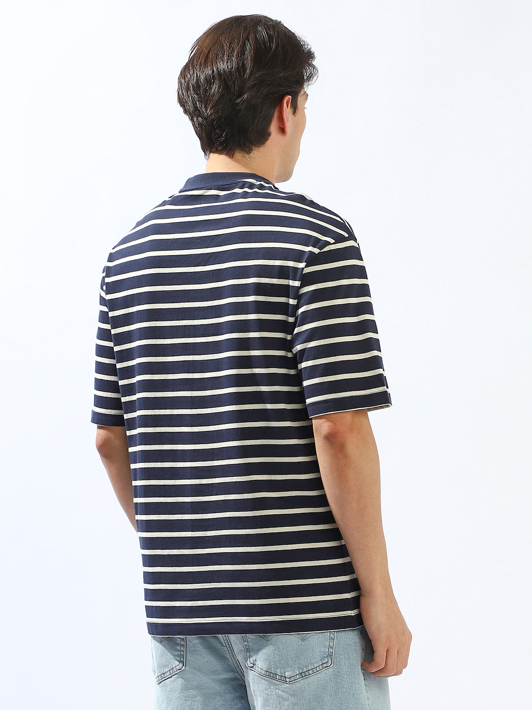High Star Men Cotton Strip Relaxed fit Crew neck Halfsleeve Tshirts