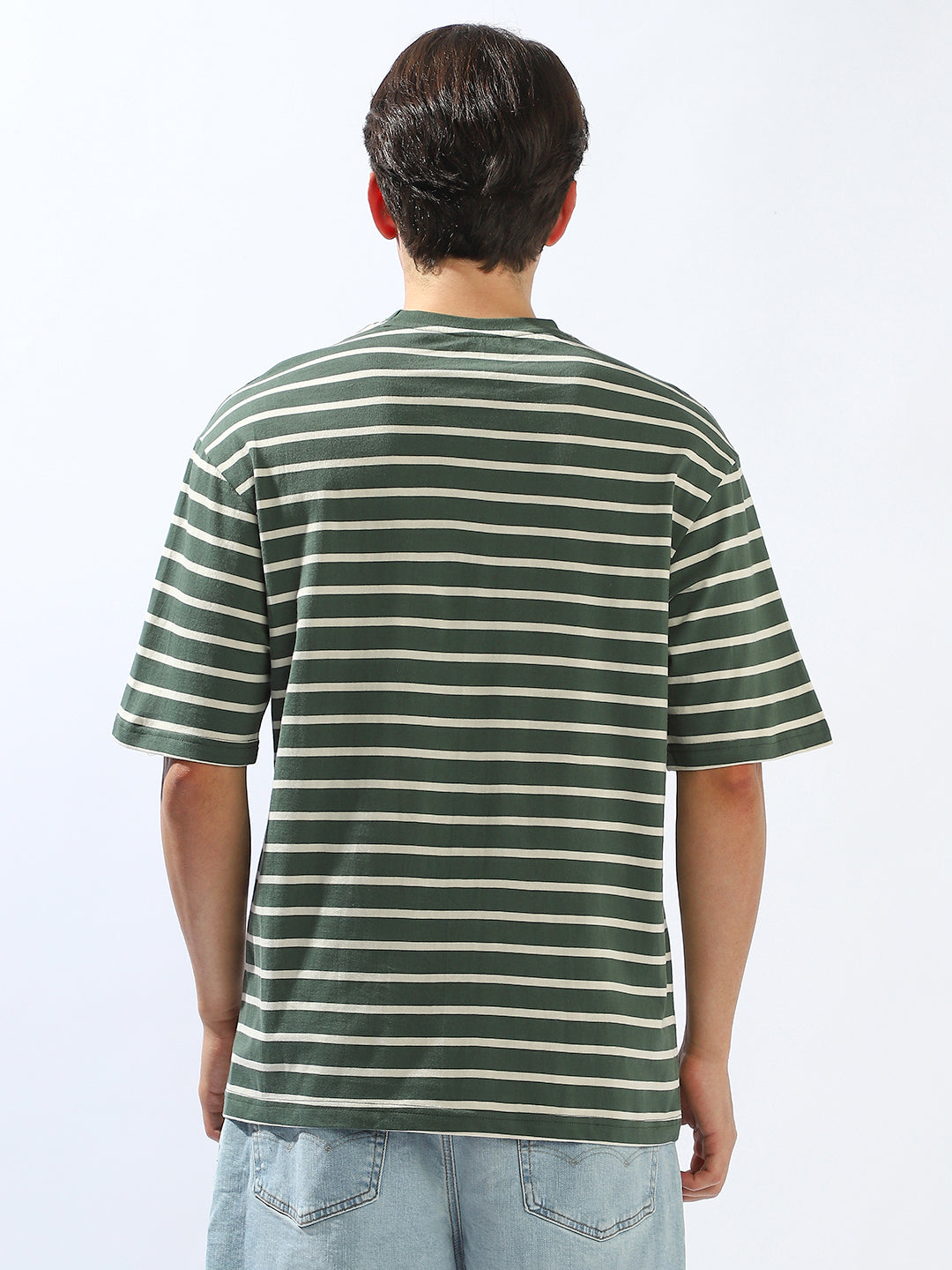 High Star Men Cotton Strip Relaxed fit Crew neck Halfsleeve Tshirts