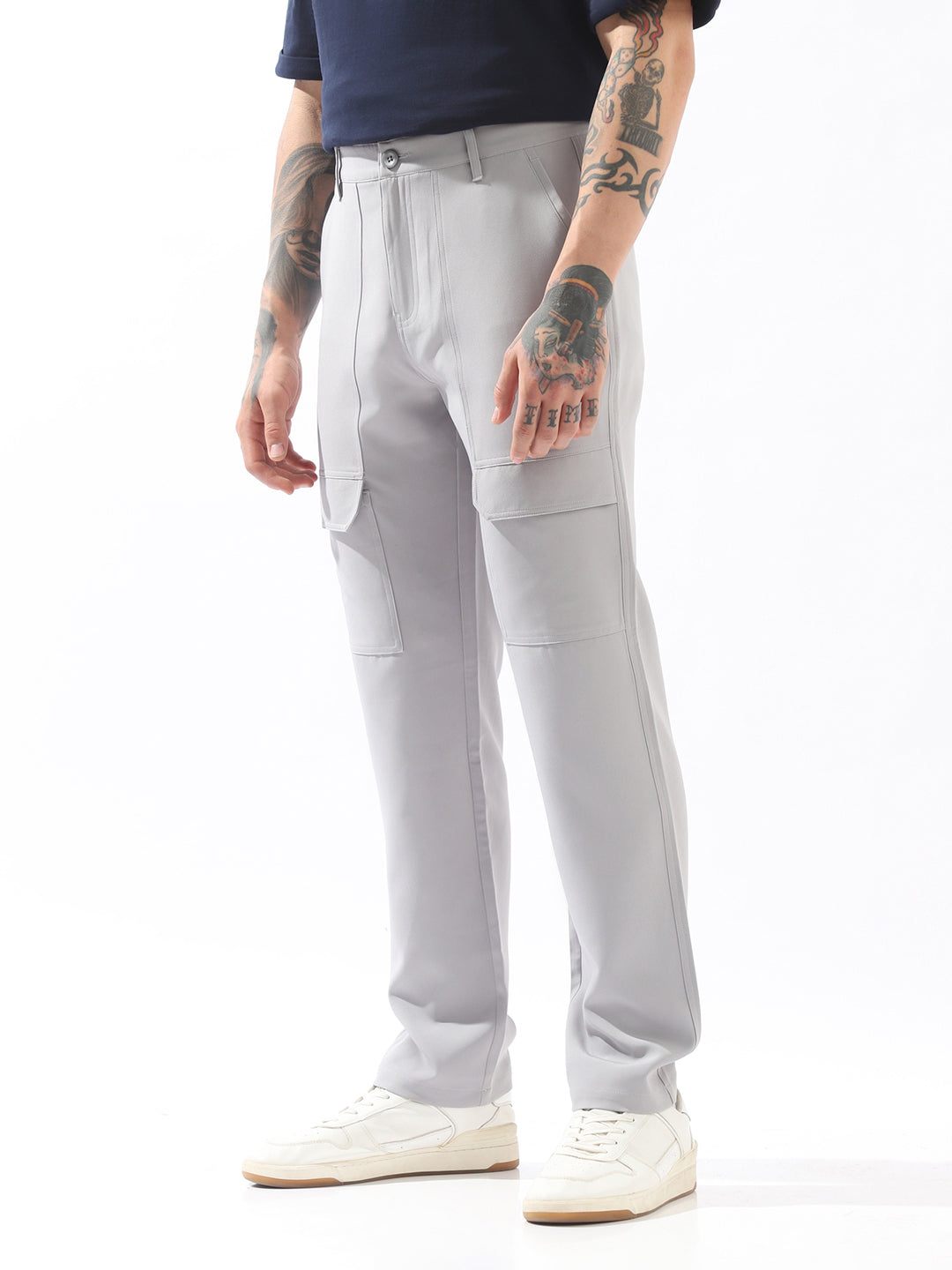 High Star Men Comfort Relaxed Fit Mid-Rise Flat-Front Trouser