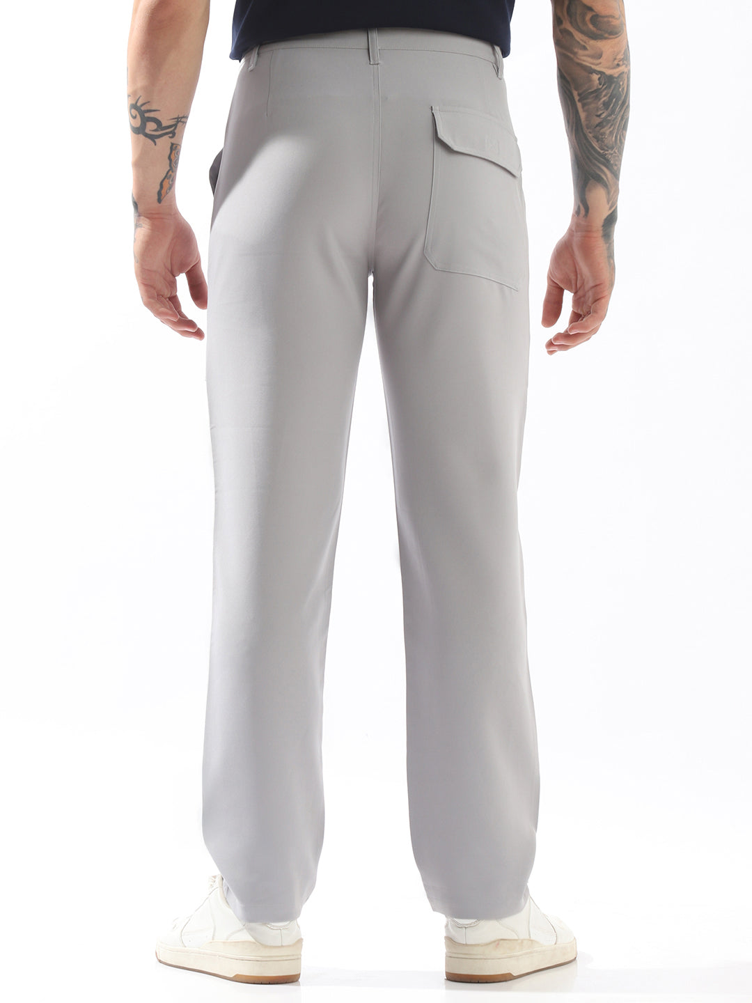 High Star Men Comfort Relaxed Fit Mid-Rise Flat-Front Trouser