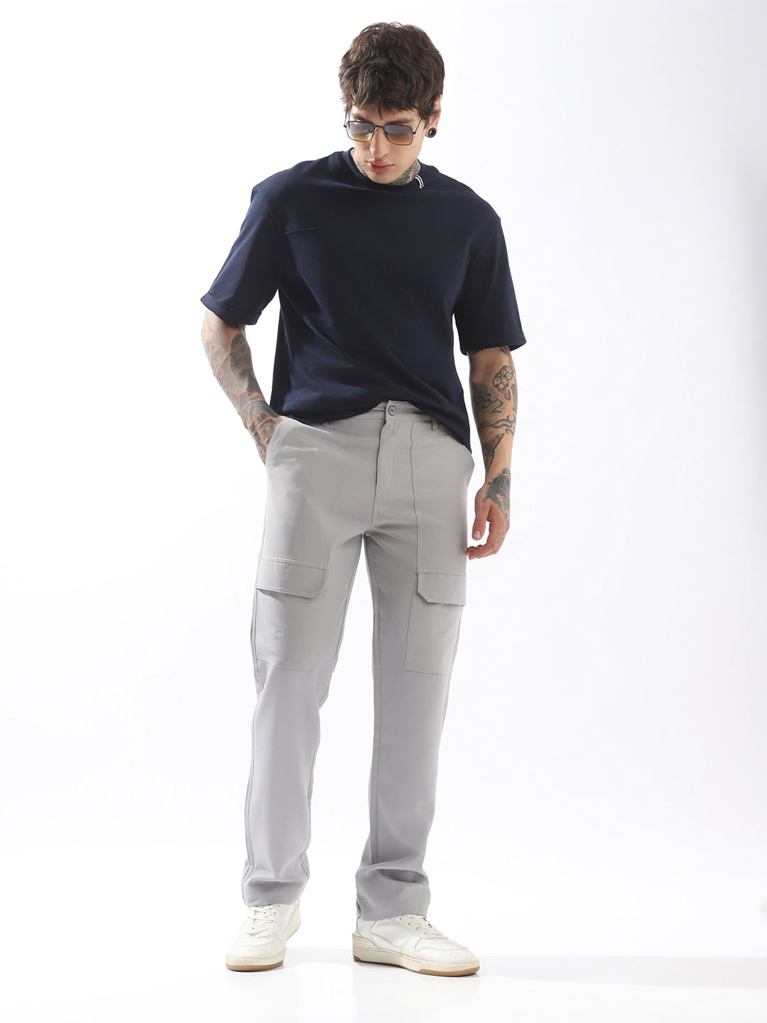 High Star Men Comfort Relaxed Fit Mid-Rise Flat-Front Trouser