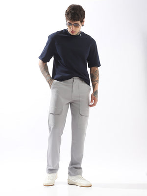 High Star Men Comfort Relaxed Fit Mid-Rise Flat-Front Trouser