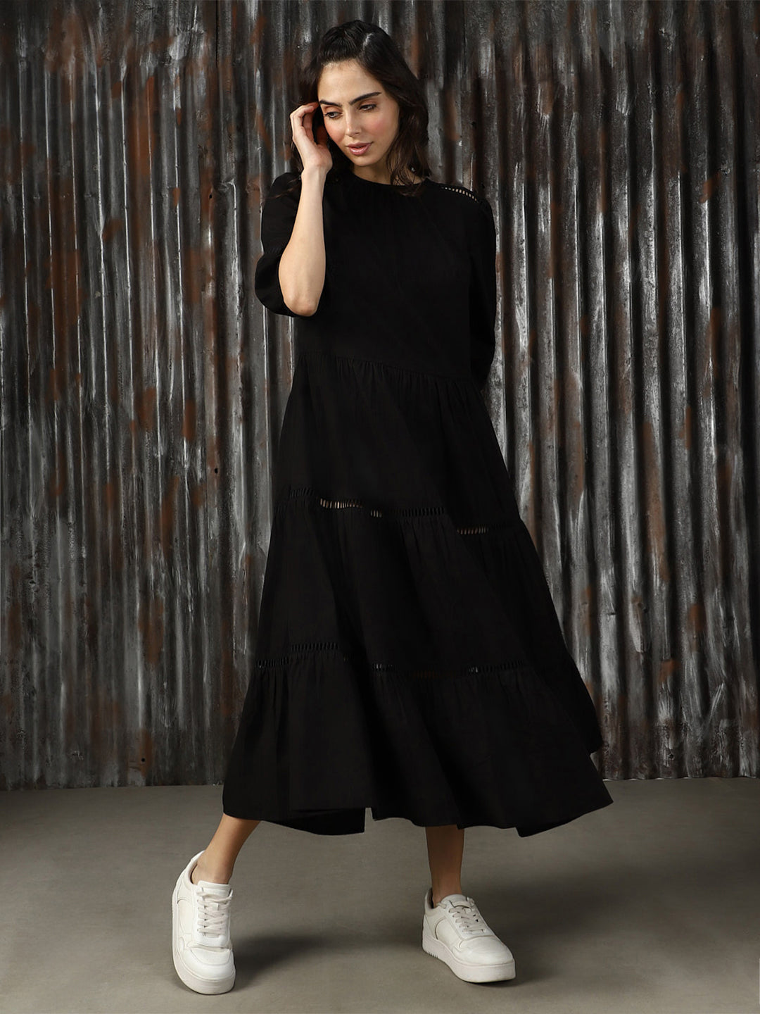 Women Solid Flared Fit Dresses