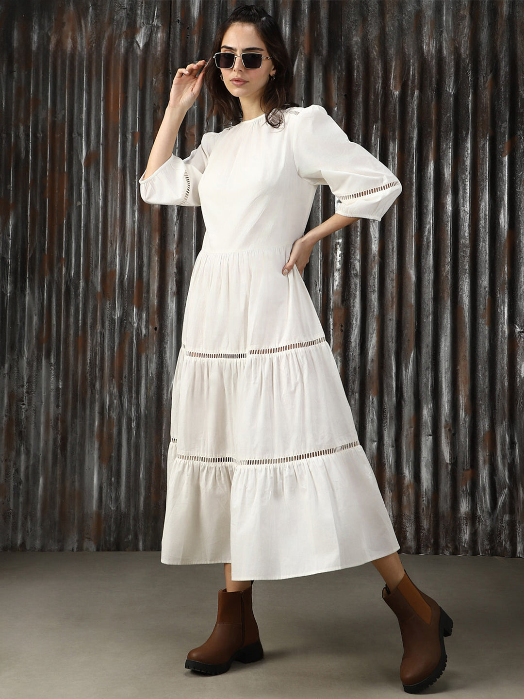 Women Solid Flared Fit Dresses