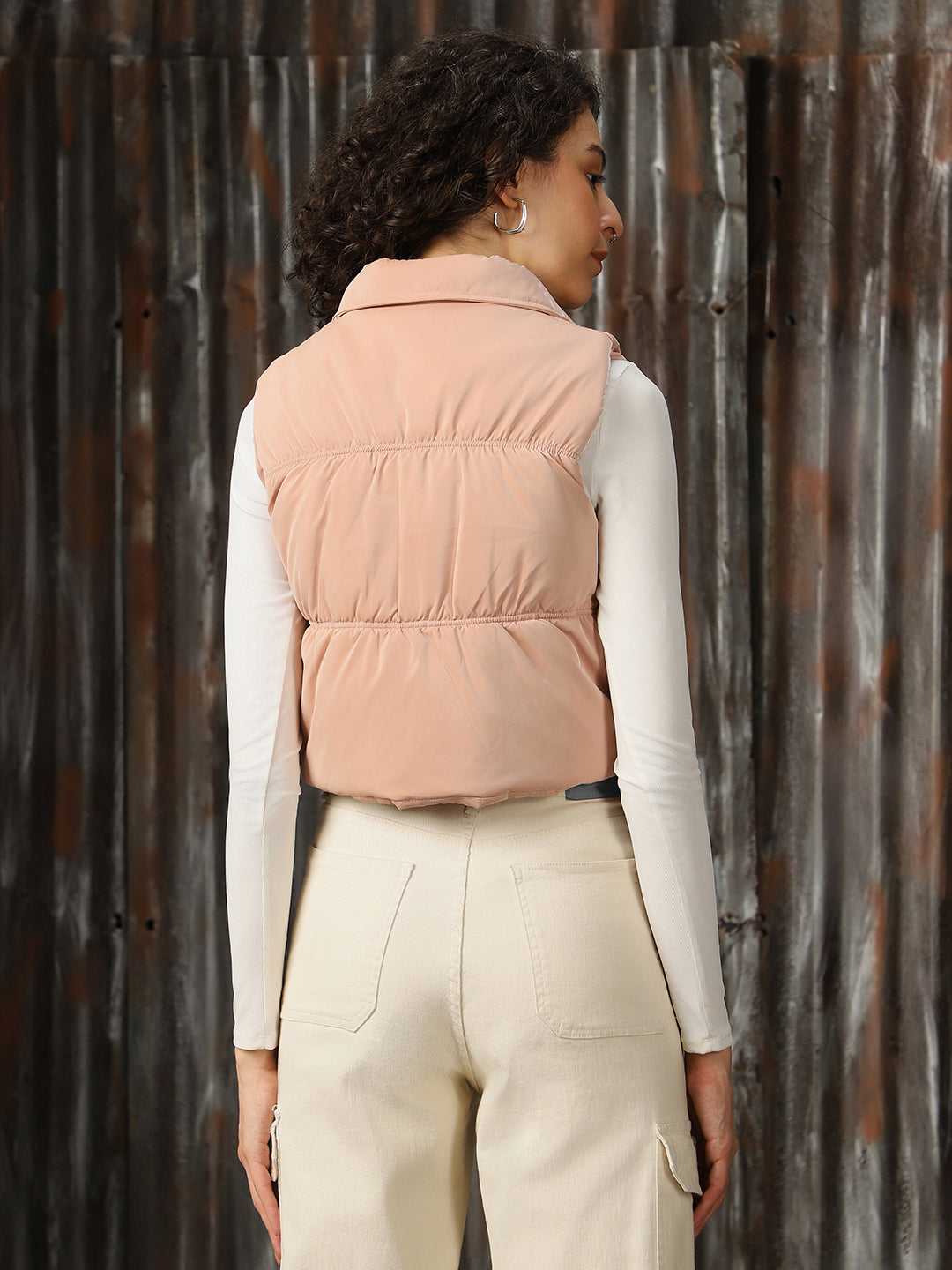 High Star Women Lightweight Crop Bomber sleeveless with Badge Jacket