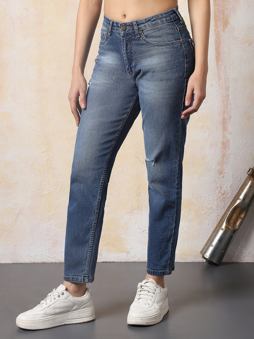 High Star Women Washed Slim Mom   Jeans