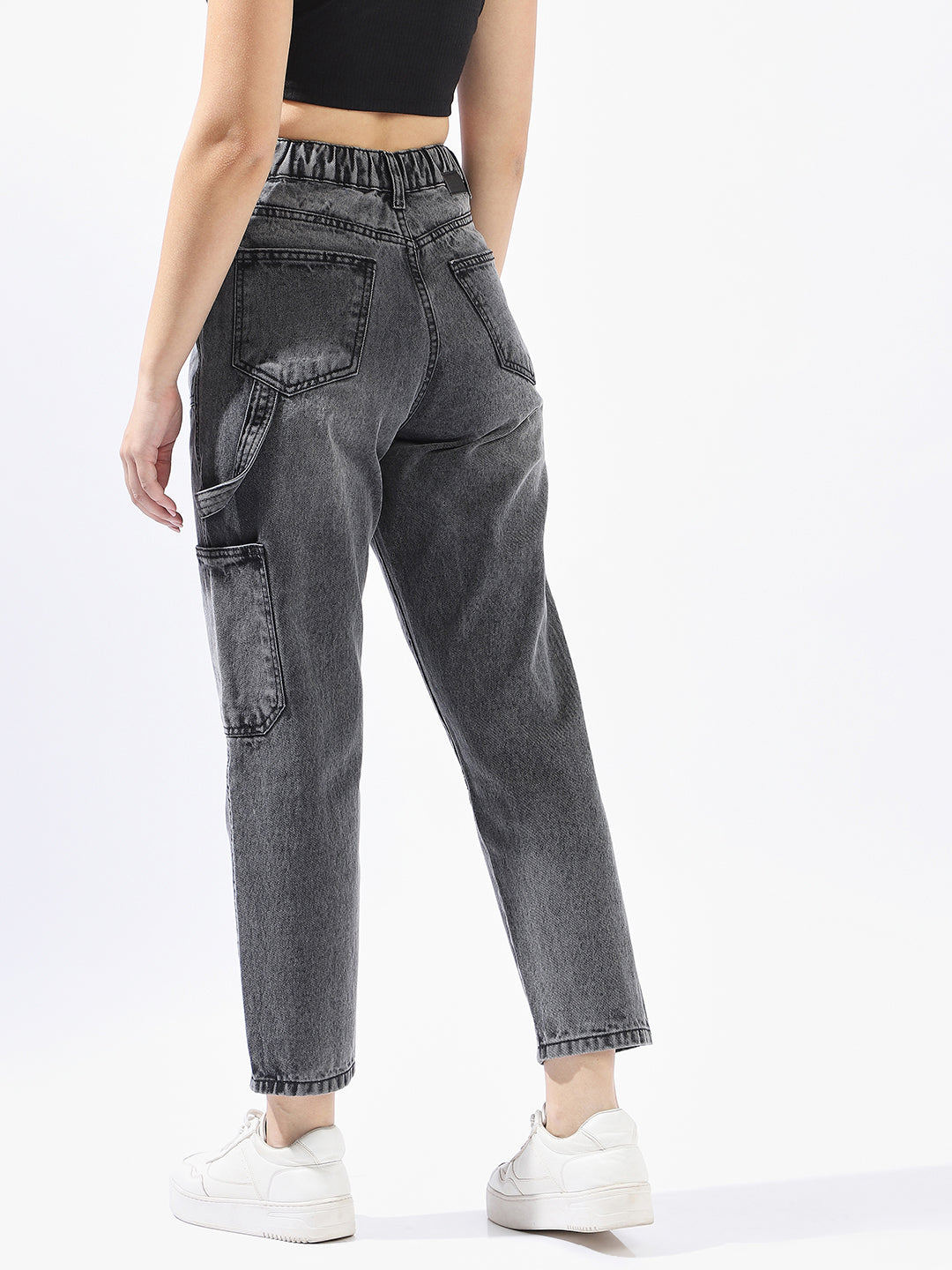 High Star Women Washed Mom Fit Regular High-Rise Straight Jeans