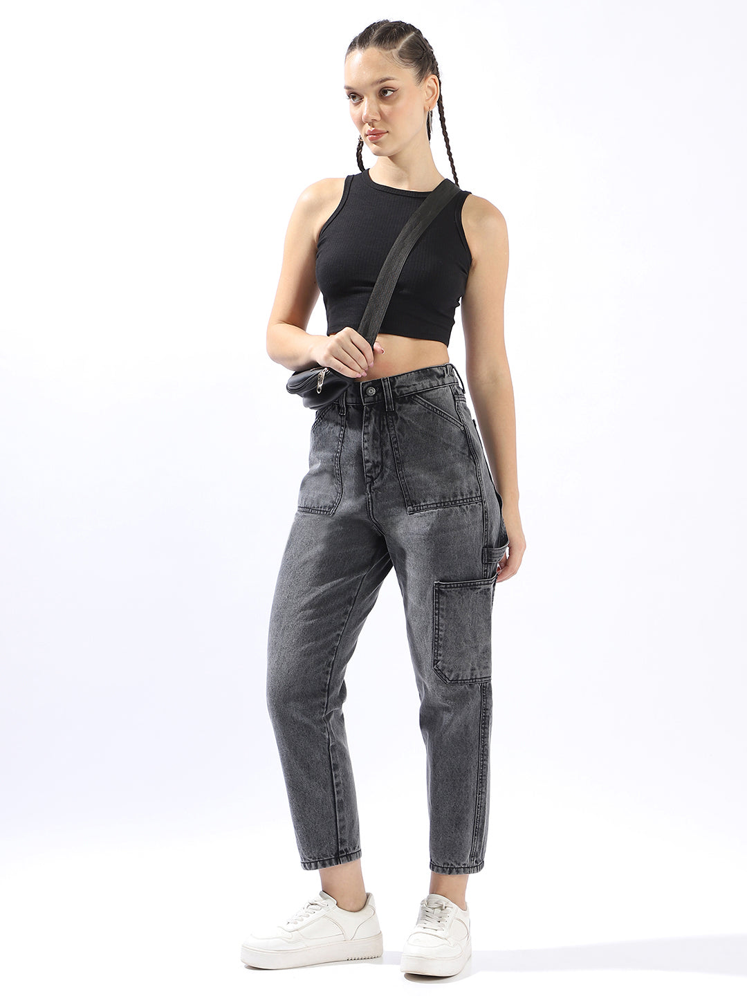 High Star Women Washed Mom Fit Regular High-Rise Straight Jeans