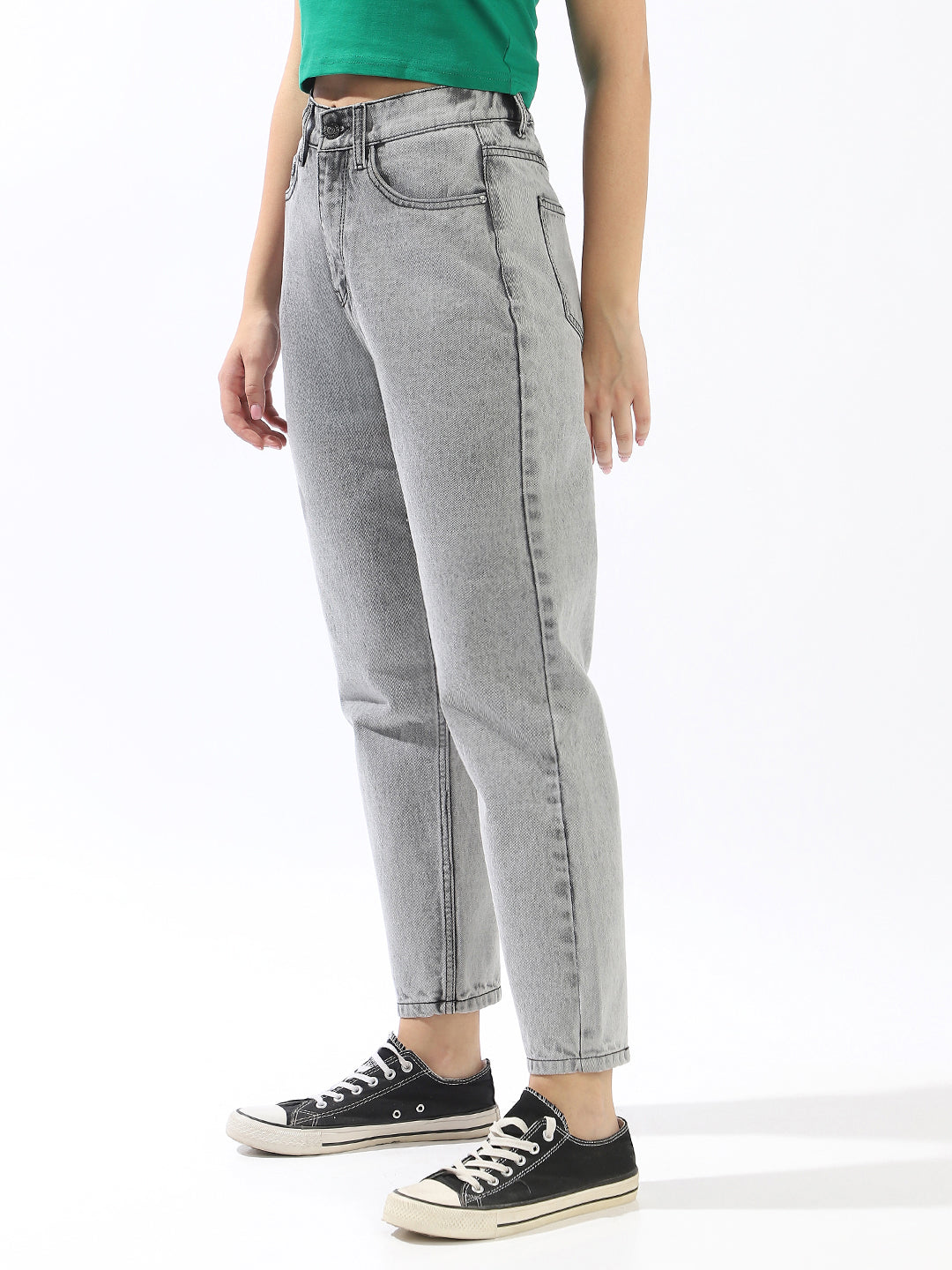 High Star Women Comfort Mom Fit High-Rise Heavy Fade Jeans