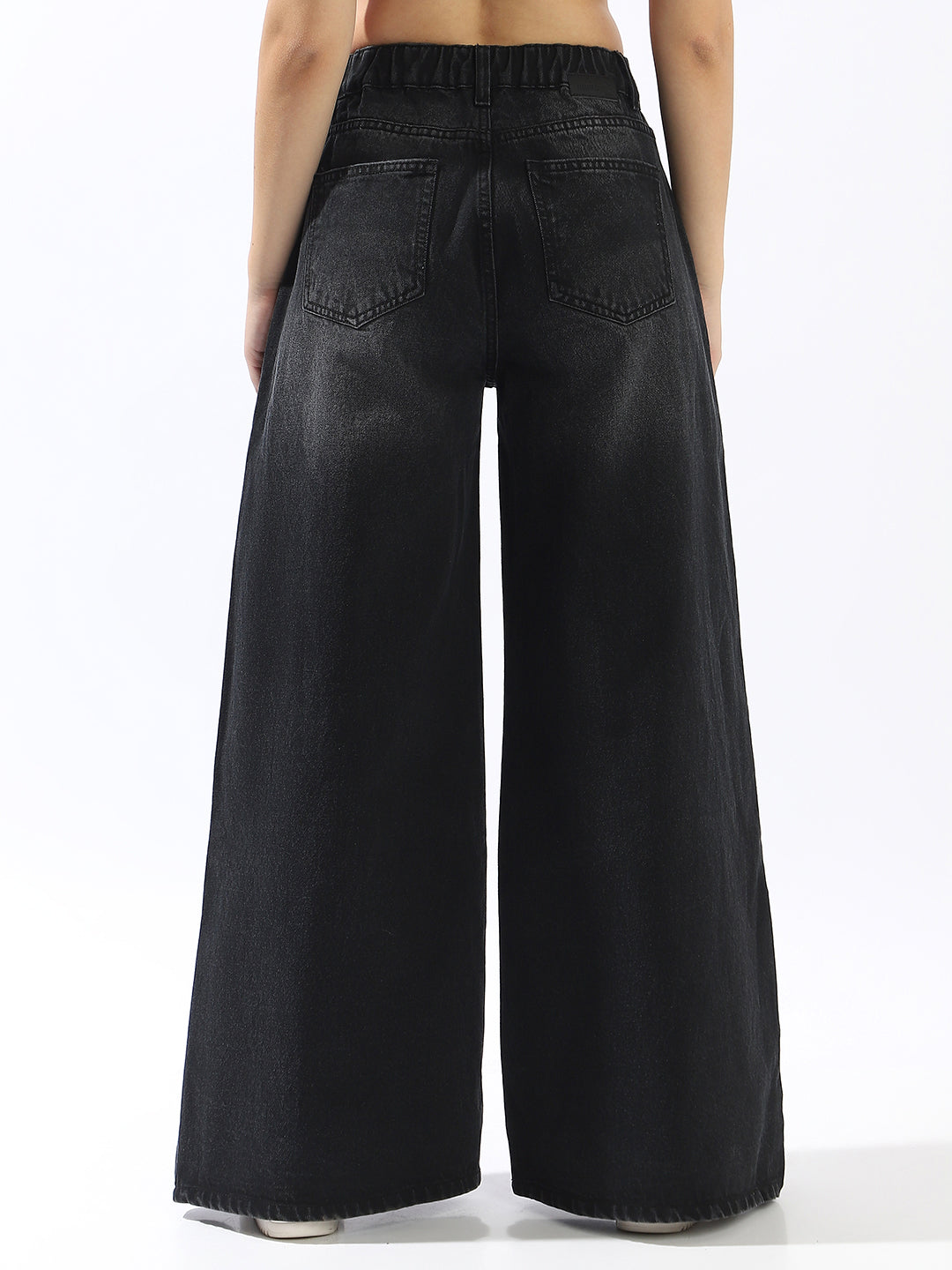 High Star Women Pure Cotton Comfort Wide Leg High-Rise Jeans