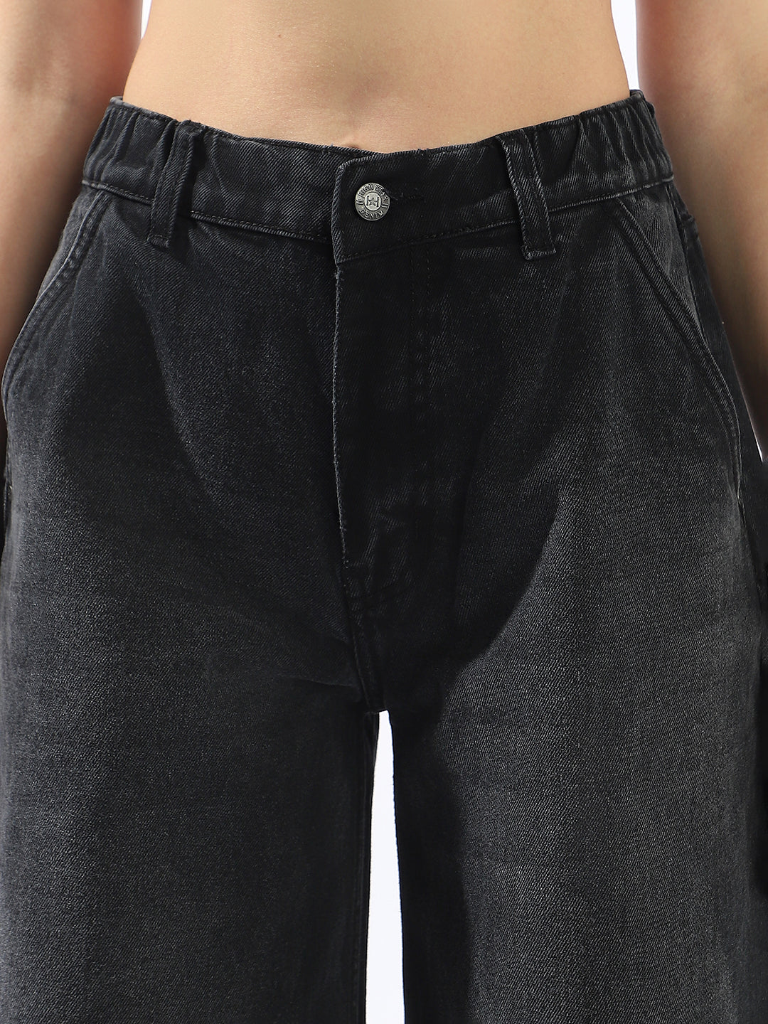 High Star Women Pure Cotton Comfort Wide Leg High-Rise Jeans