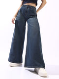 High Star Women Comfort Wide Leg High-Rise Light Fade Jeans
