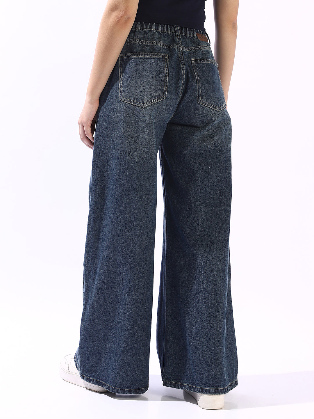High Star Women Comfort Wide Leg High-Rise Light Fade Jeans
