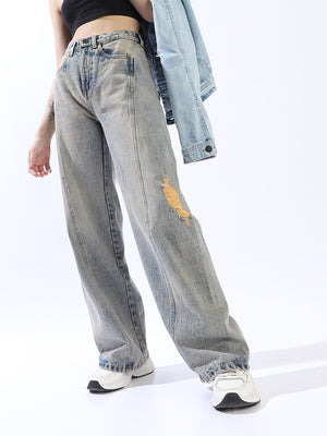 High Star Comfort Wide Leg High-Rise Cotton Jeans