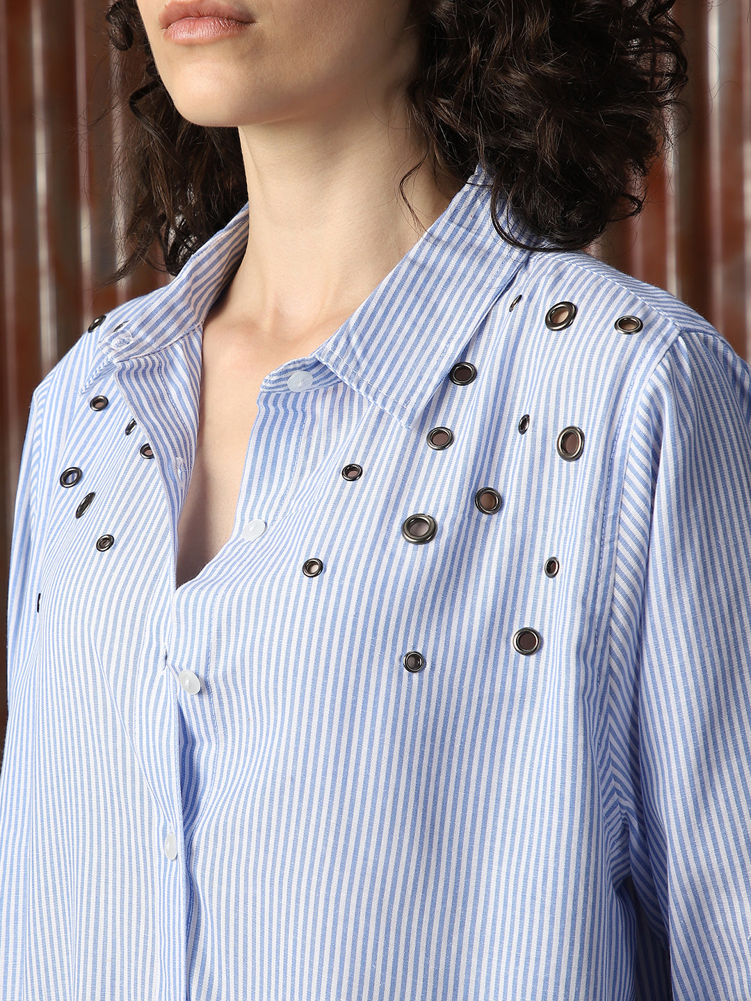Women Solid Cotton Oversized Fit  Collar Long Sleeve Shirts