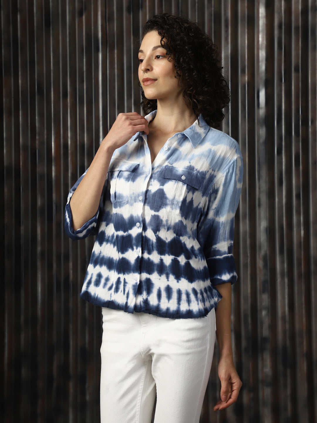 High Star Women Relaxed Opaque Casual Shirt