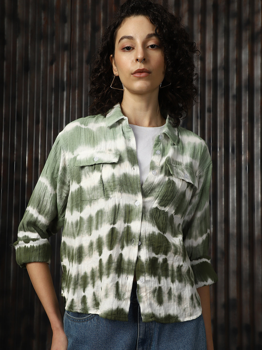 High Star Women Relaxed Opaque Casual Shirt