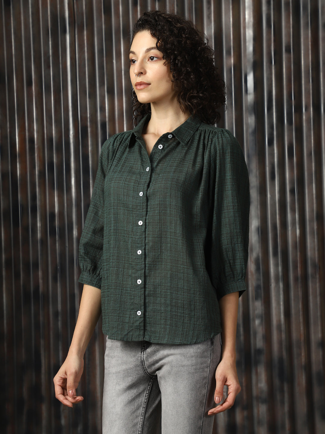High Star Women Relaxed Tartan Checks Opaque Casual Shirt