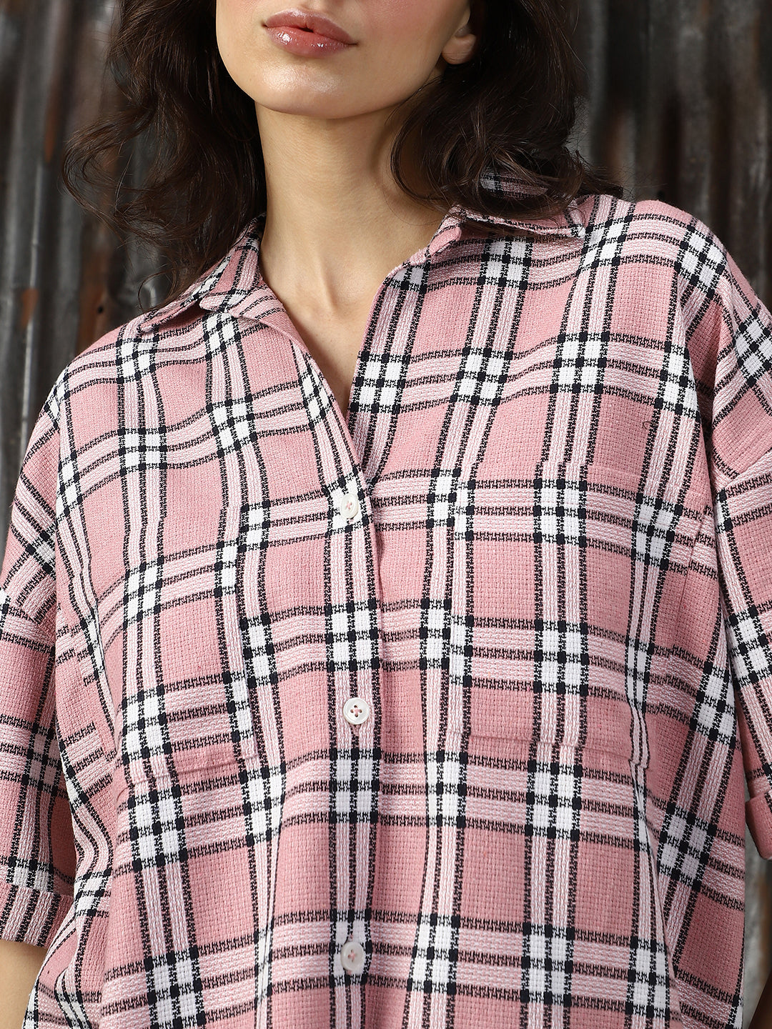 Women Check Oversized Fit Shirts