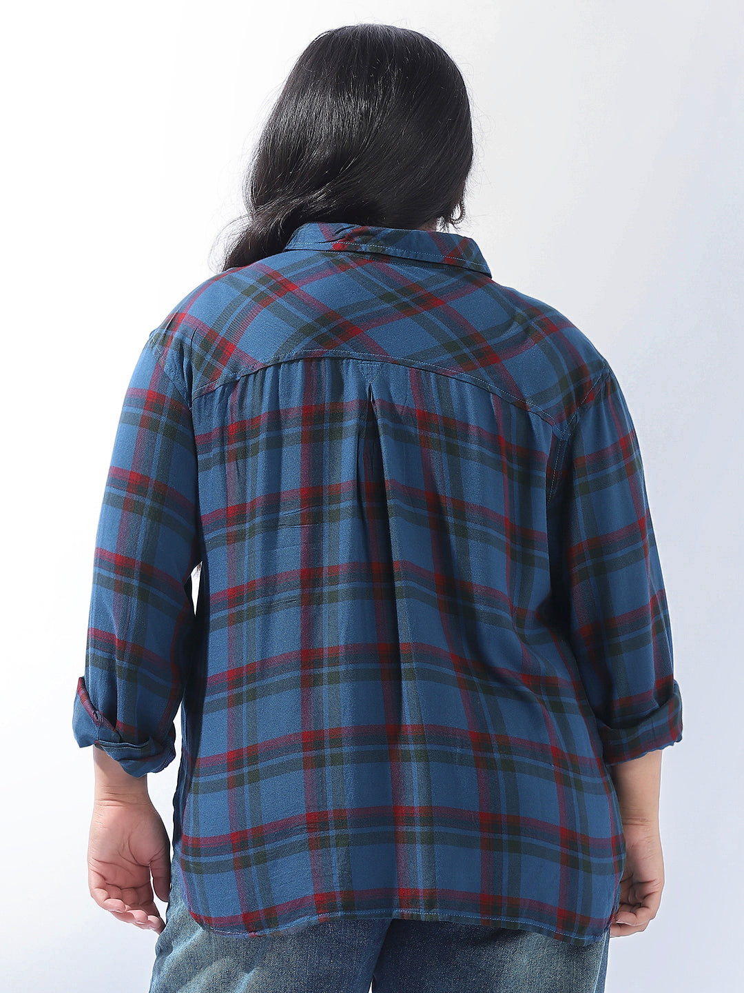 High Star Women Plus Check Regular fit Spread Collar Full Sleeve Shirts