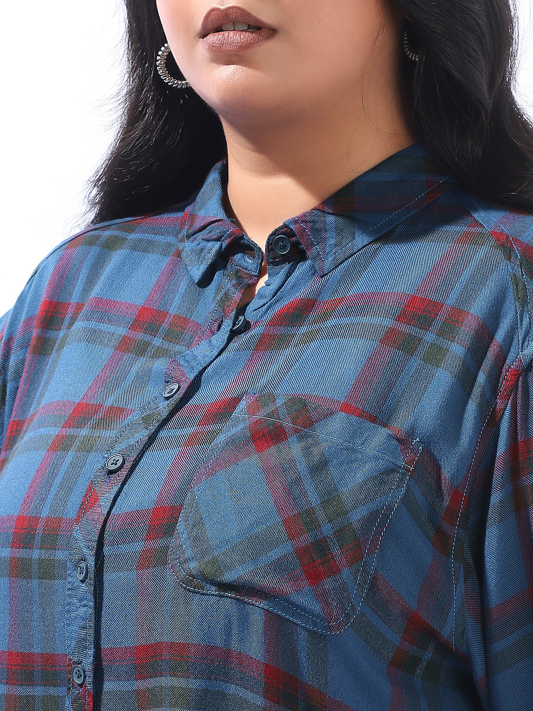 High Star Women Plus Check Regular fit Spread Collar Full Sleeve Shirts