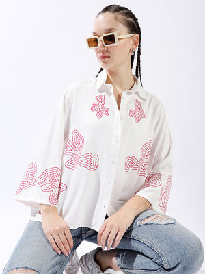 High Star Women Oversized Fit Spread Collar Full Sleeves Shirts