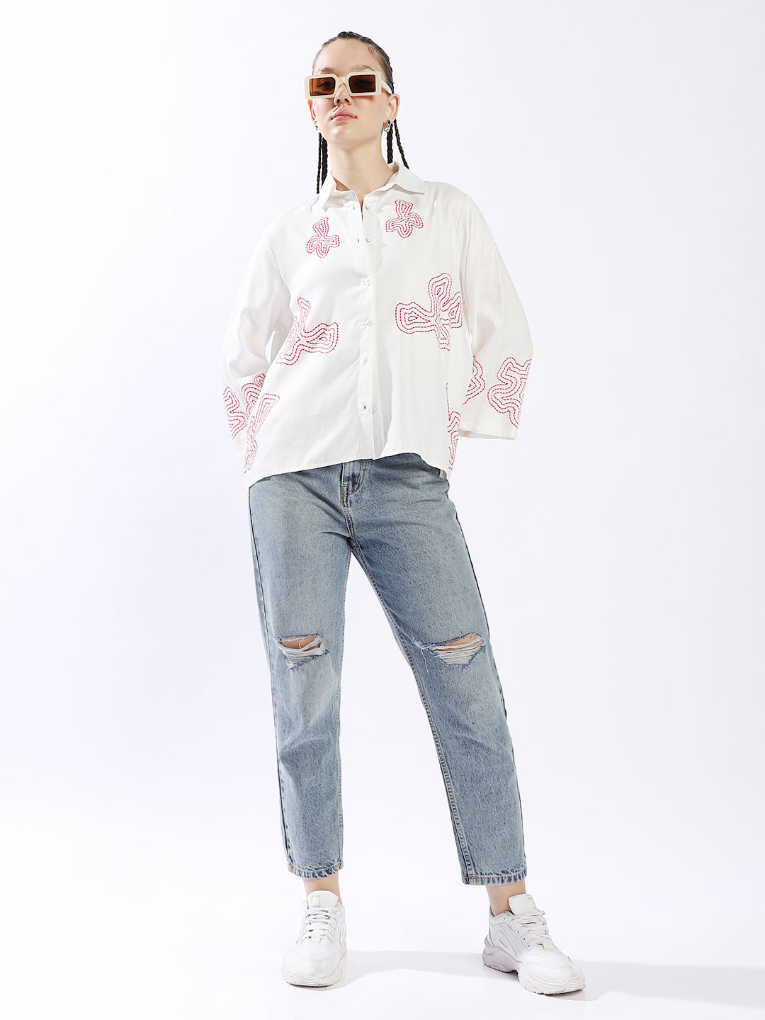 High Star Women Oversized Fit Spread Collar Full Sleeves Shirts