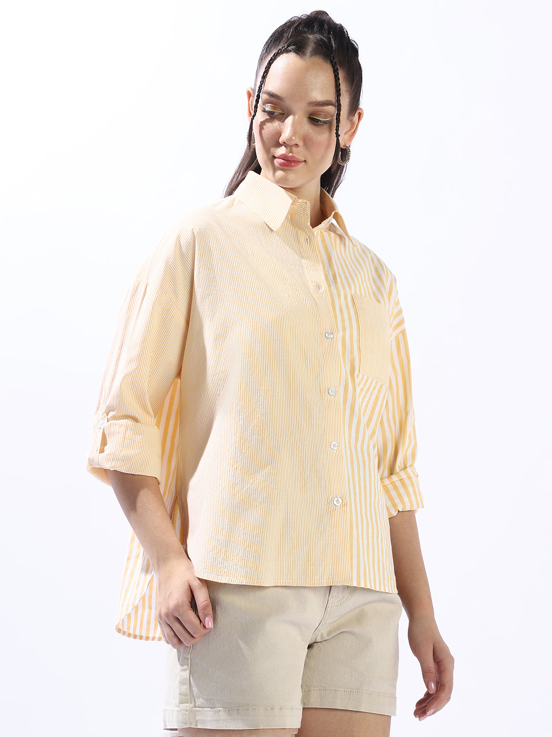 High Star Women Custom Striped Casual Shirt