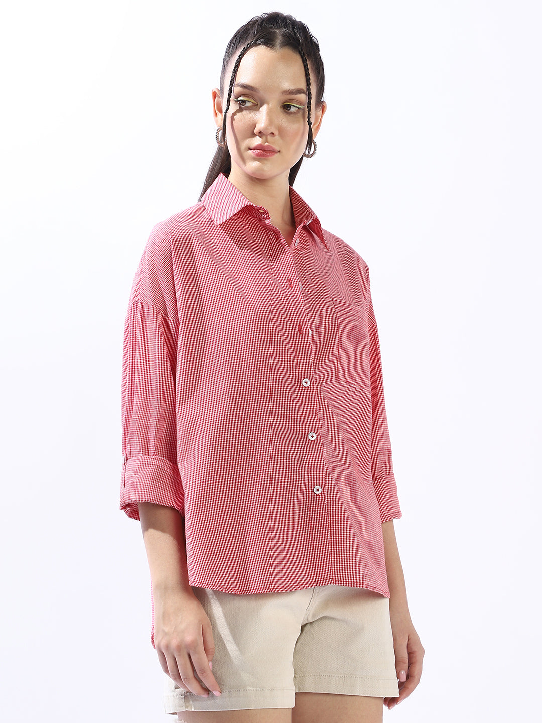 High Star Women Custom Checked Casual Shirt