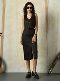 High Star Women Solid Mid length Slim    Skirts