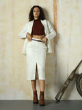 High Star Women Solid Mid length Slim    Skirts